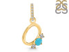 Turquoise & White Topaz Alphabet O Pendant TRQ-RDA-93.