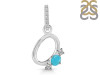 Turquoise & White Topaz Alphabet O Pendant TRQ-RDA-93.
