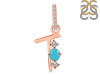 Turquoise & White Topaz Alphabet T Pendant TRQ-RDA-98.