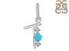 Turquoise & White Topaz Alphabet T Pendant TRQ-RDA-98.