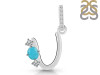 Turquoise & White Topaz Alphabet U Pendant TRQ-RDA-99.