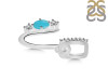 Turquoise & White Topaz Alphabet U Pendant TRQ-RDA-99.