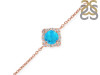 Turquoise & White Topaz Bracelet With Adjustable Camera Lock TRQ-RDB-66.