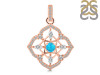 Turquoise & White Topaz Pendant TRQ-RDP-797-CZ-LOOP.