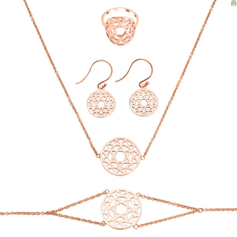 Heart Chakra Plain Silver Jewelry Set