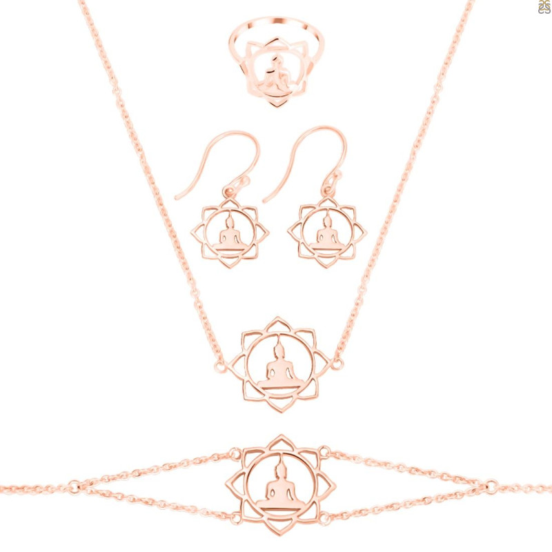 Human Body Chakra Plain Silver Jewelry Set