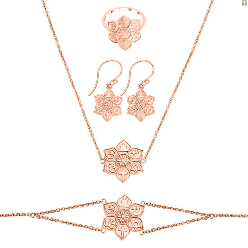 Unity Of Religions Plain Silver Jewelry Set