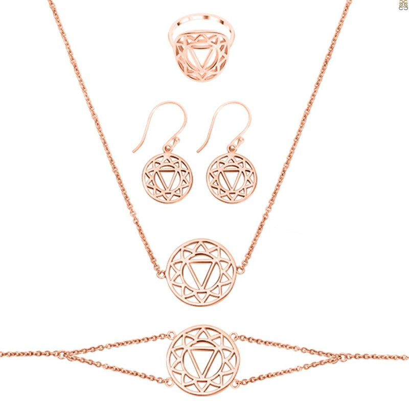 Solar Plexus Chakra Plain Silver Jewelry Set