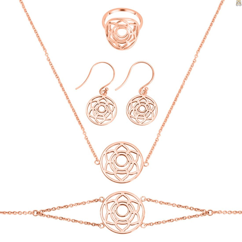 Sacral Chakra Plain Silver Jewelry Set