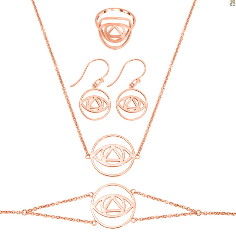 Brow Chakra Plain Silver Jewelry Set
