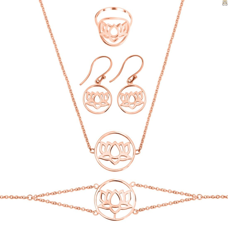 Lotus Plain Silver Jewelry Set