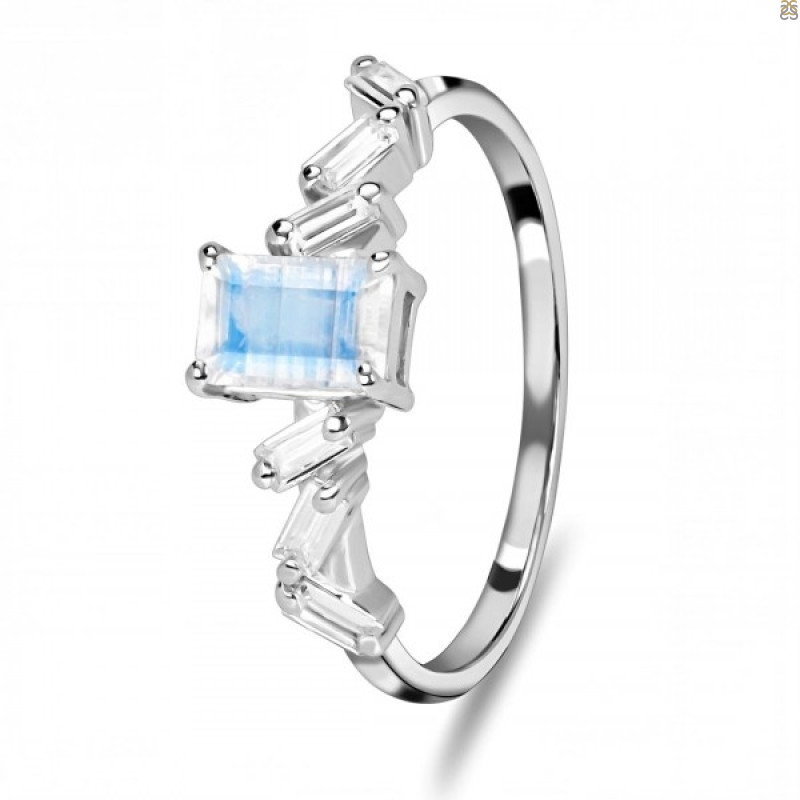 Moonstone & White Topaz Ring