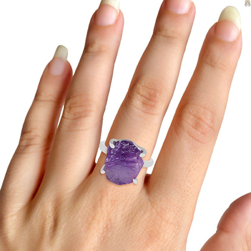 Amethyst Rough Ring-R-Size-6 AMT-2-108