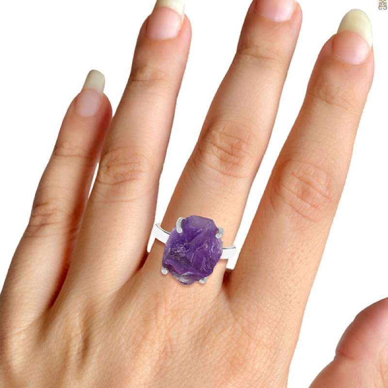 Amethyst Rough Ring-R-Size-9 AMT-2-130