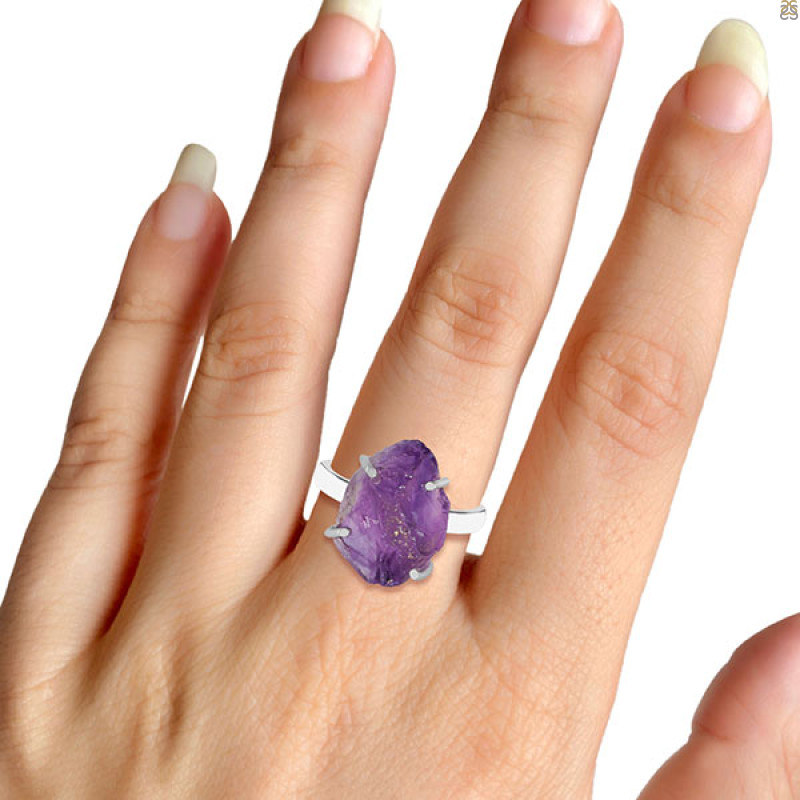 Amethyst Rough Ring-R-Size-10 AMT-2-134