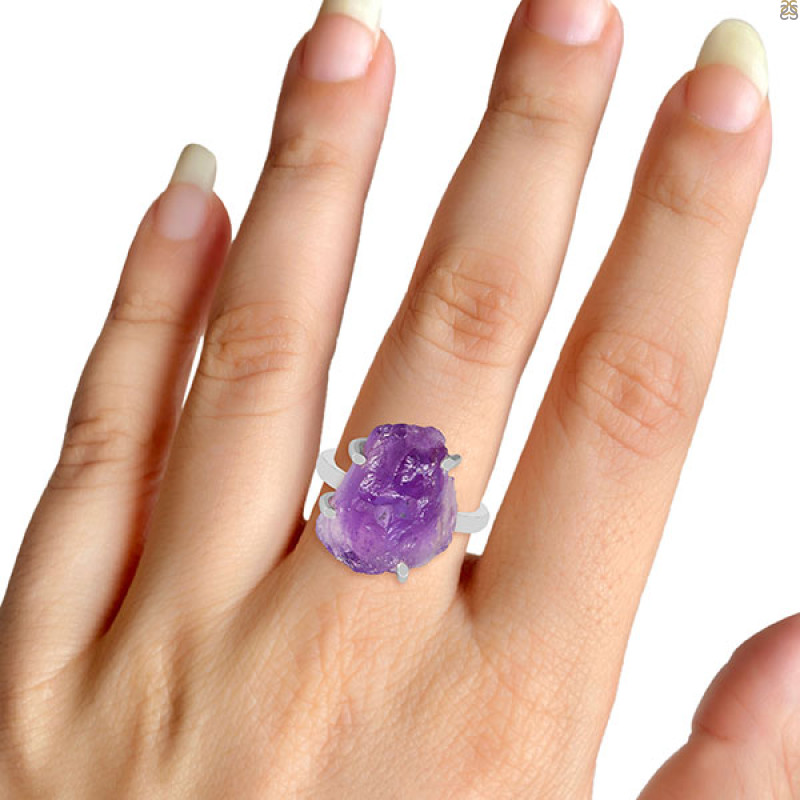 Amethyst Rough Ring-R-Size-9 AMT-2-142