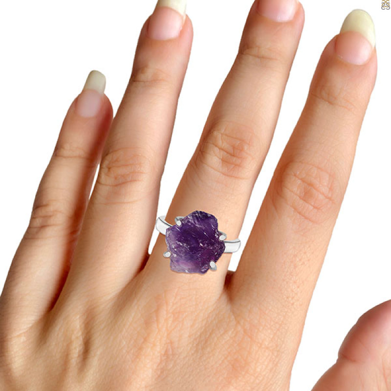 Amethyst Rough Ring-R-Size-8 AMT-2-155