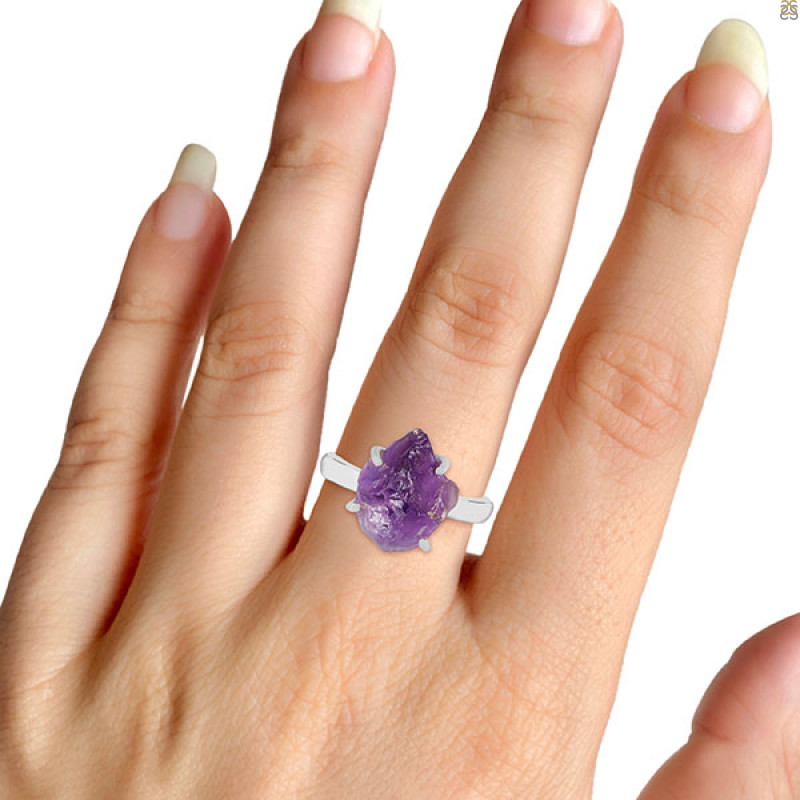 Amethyst Rough Ring-R-Size-8 AMT-2-161