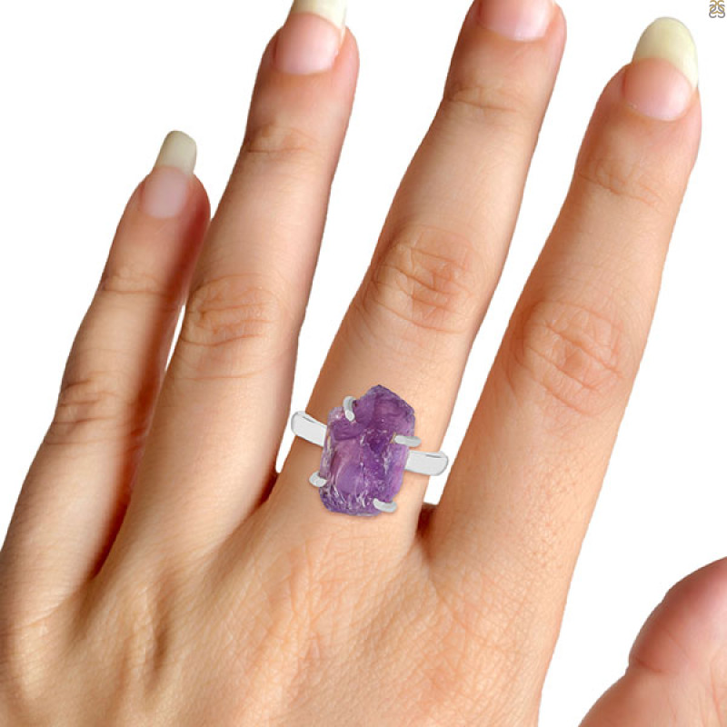 Amethyst Rough Ring-R-Size-8 AMT-2-165