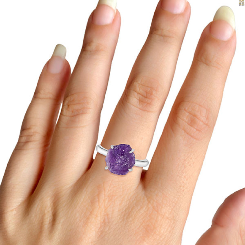Amethyst Rough Ring-R-Size-7 AMT-2-181
