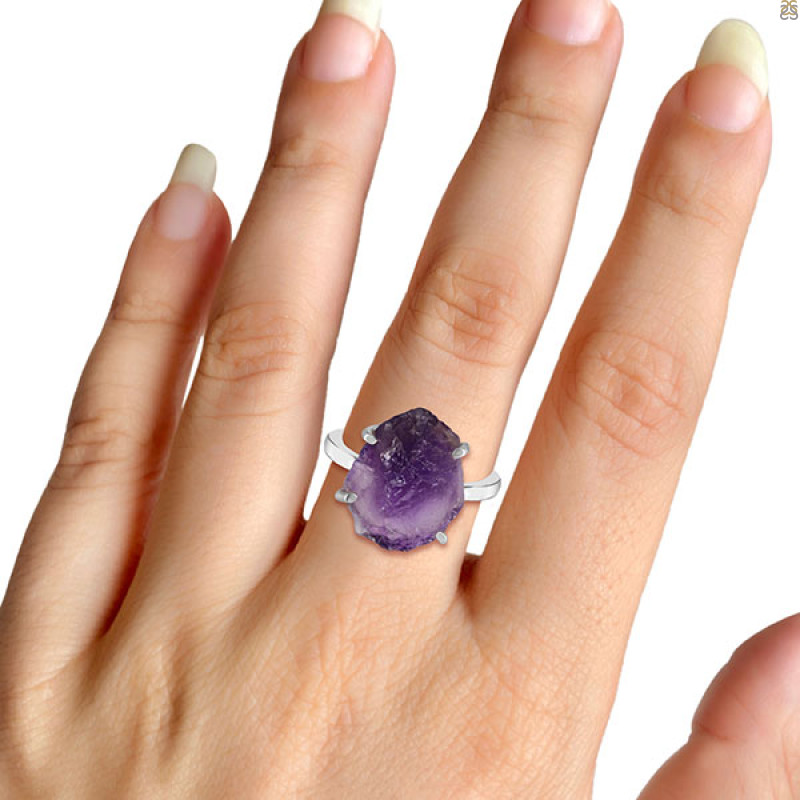 Amethyst Rough Ring-R-Size-9 AMT-2-197
