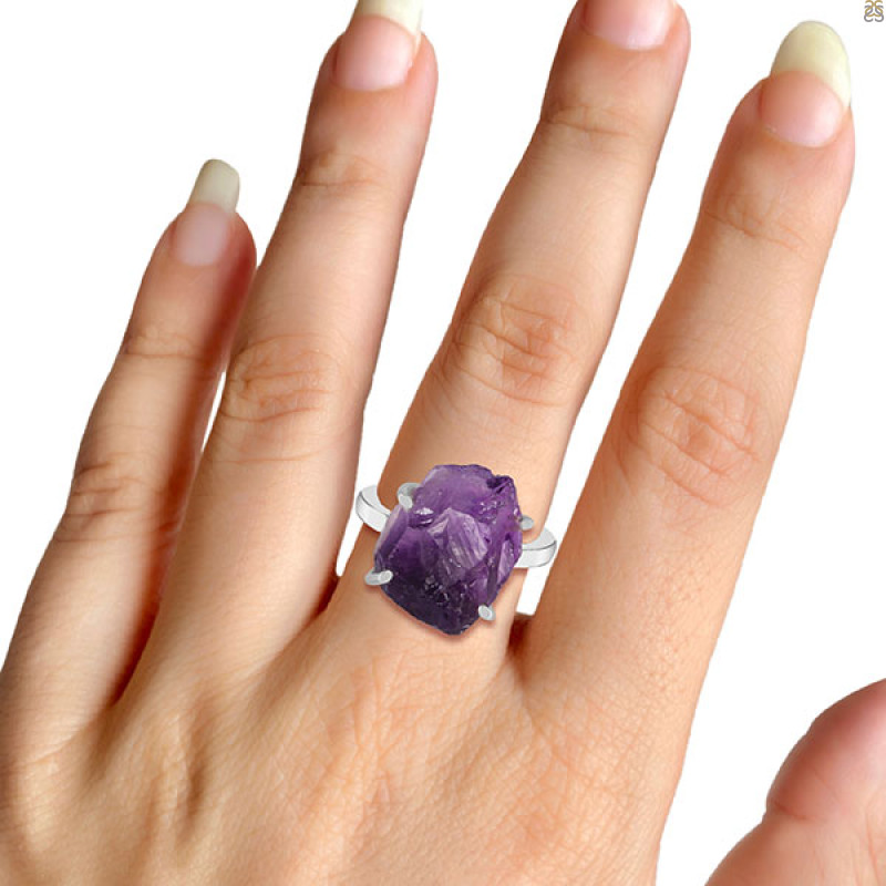 Amethyst Rough Ring-R-Size-7 AMT-2-203