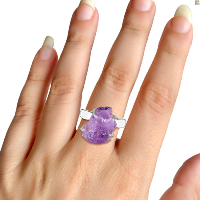 Amethyst Rough Ring-R-Size-6 AMT-2-205