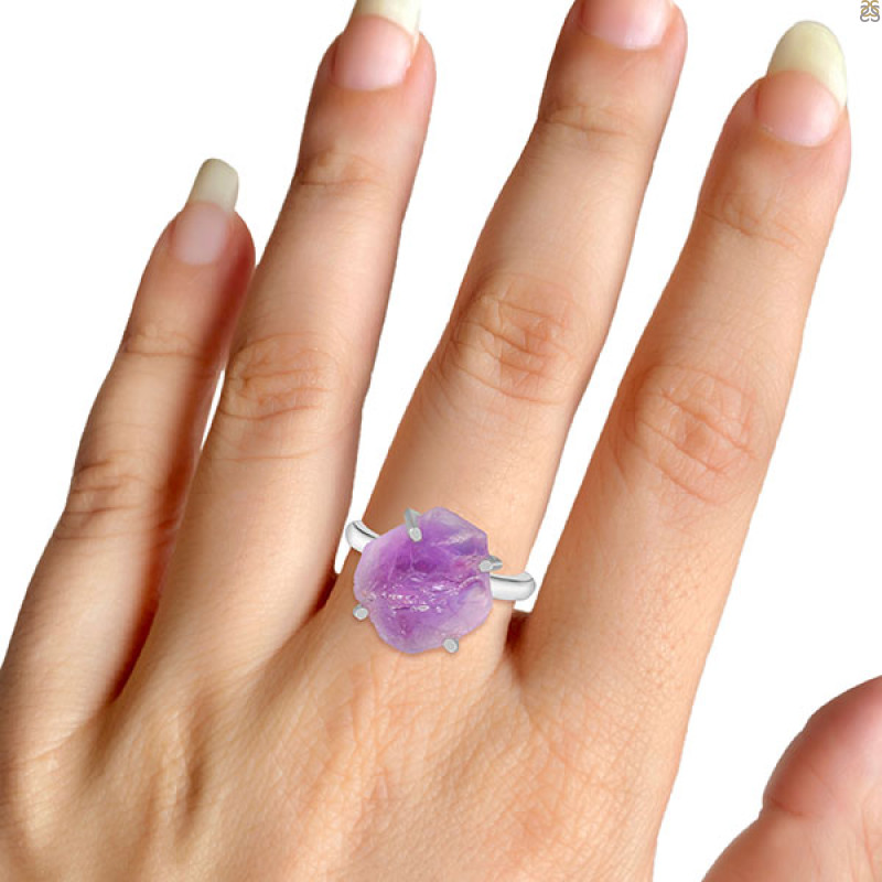 Amethyst Rough Ring-R-Size-6 AMT-2-214