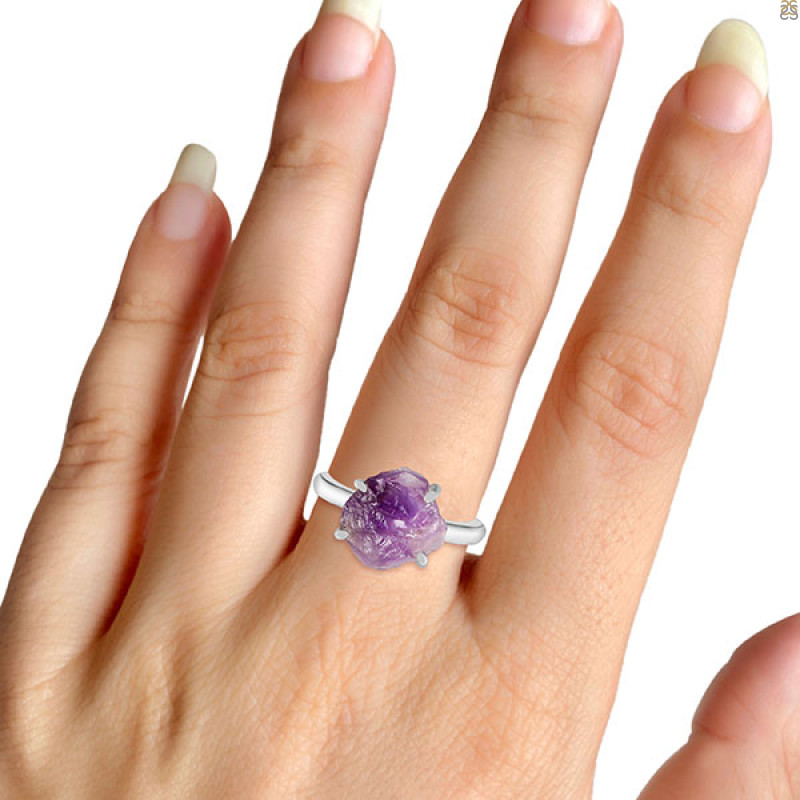 Amethyst Rough Ring-R-Size-5 AMT-2-220