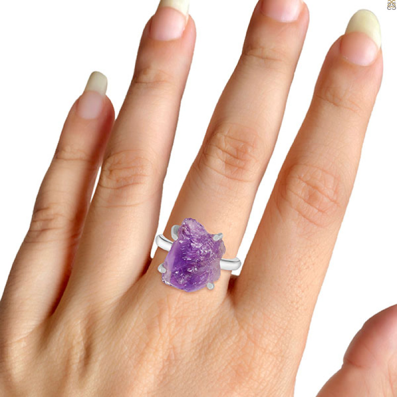 Amethyst Rough Ring-R-Size-6 AMT-2-222