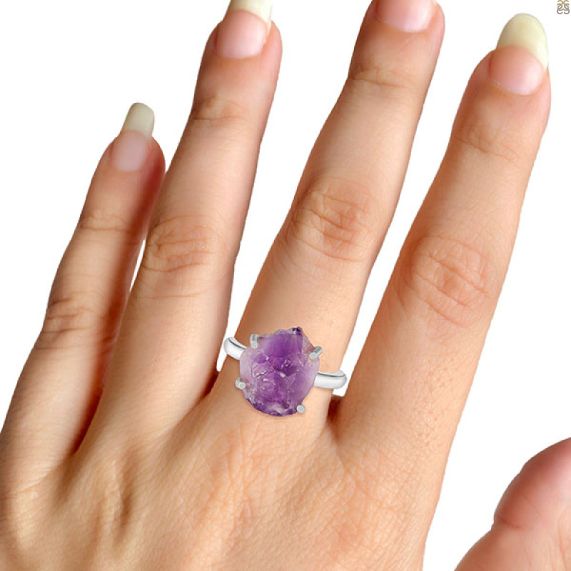 Amethyst Rough Ring-R-Size-7 AMT-2-223