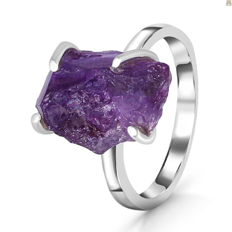 Amethyst Rough Ring-R-Size-6 AMT-2-85