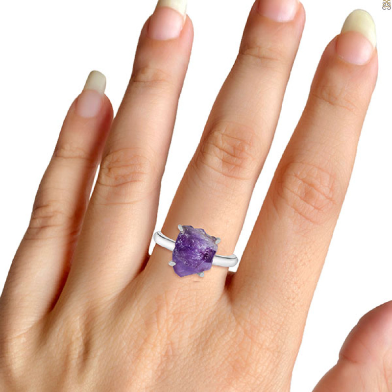 Amethyst Rough Ring-R-Size-7 AMT-2-93