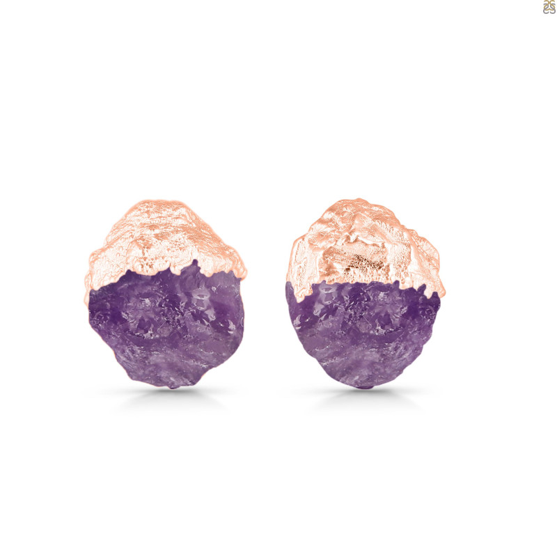 Amethyst Raw Crystal Stud Earring AMT-RCYE-2