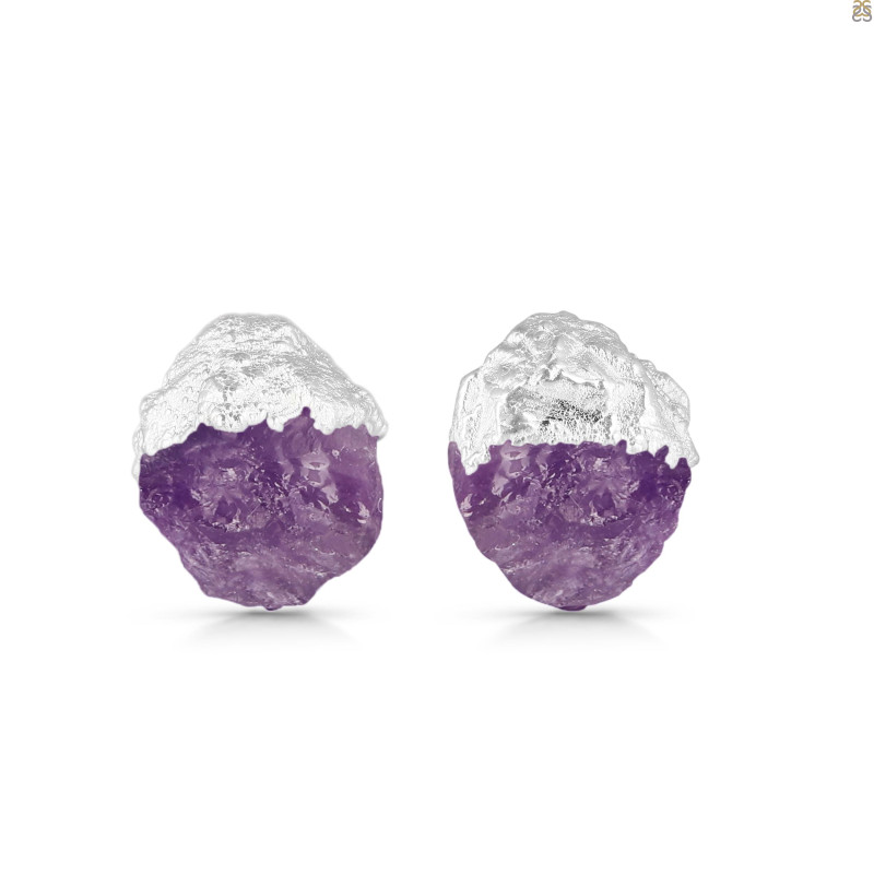 Amethyst Raw Crystal Stud Earring AMT-RCYE-2