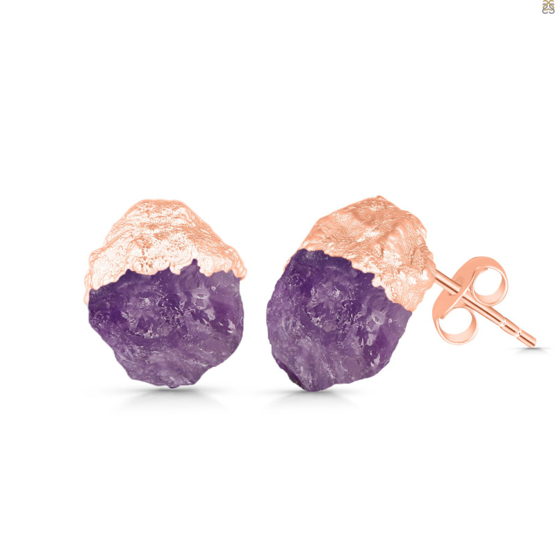Amethyst Raw Crystal Stud Earring AMT-RCYE-2