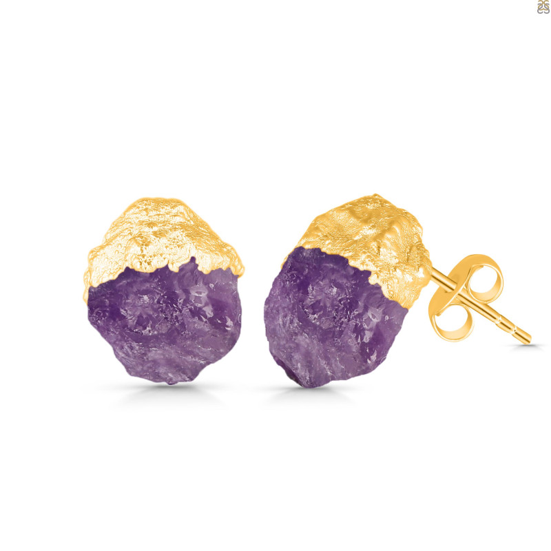 Amethyst Raw Crystal Stud Earring AMT-RCYE-2