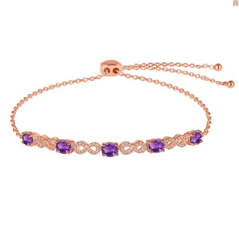 Amethyst & White Topaz Bracelet With Adjustable Camera Lock AMT-RDB-126.