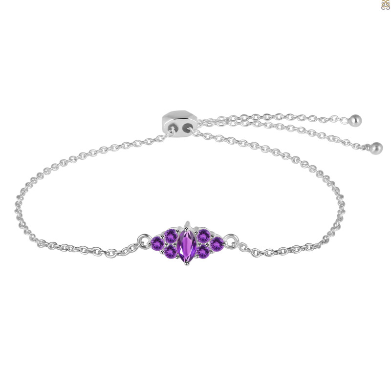 Amethyst Bracelet With Adjustable Camera Lock AMT-RDB-142.