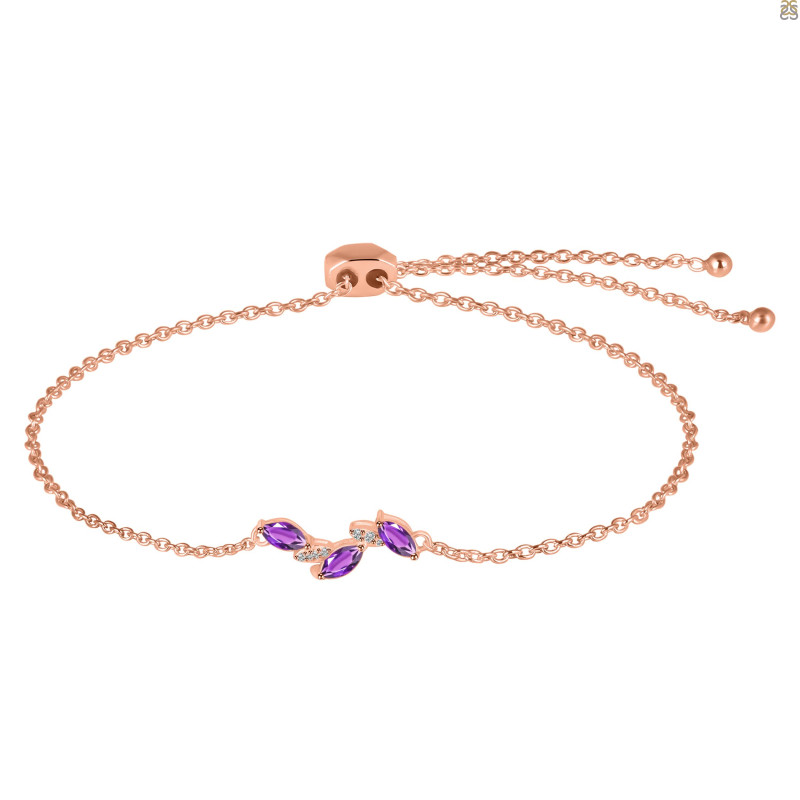 Amethyst & White Topaz Bracelet With Adjustable Camera Lock AMT-RDB-143.