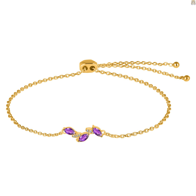 Amethyst & White Topaz Bracelet With Adjustable Camera Lock AMT-RDB-143.