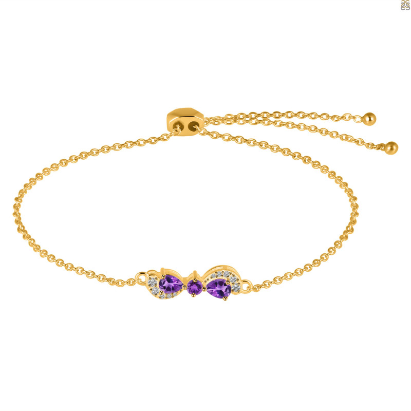 Amethyst & White Topaz Bracelet With Adjustable Camera Lock AMT-RDB-145.