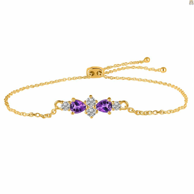 Amethyst & White Topaz Bracelet With Adjustable Camera Lock AMT-RDB-146.