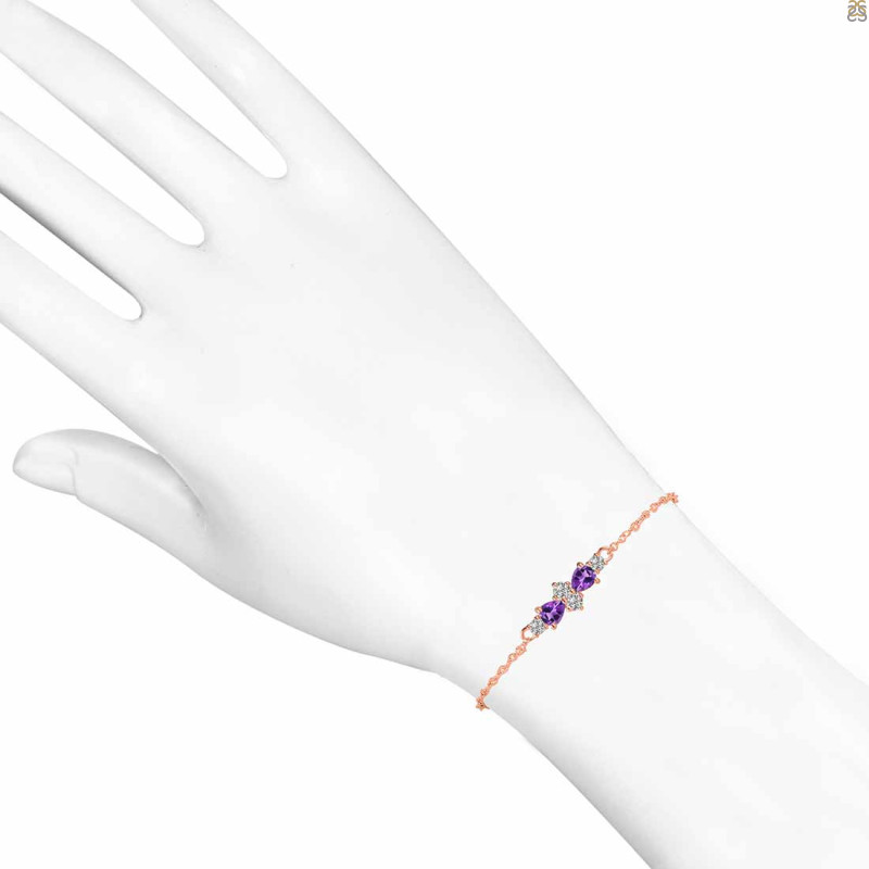 Amethyst & White Topaz Bracelet With Adjustable Camera Lock AMT-RDB-146.