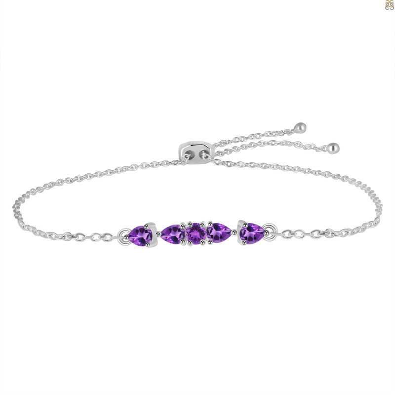 Amethyst Bracelet With Adjustable Camera Lock AMT-RDB-150.