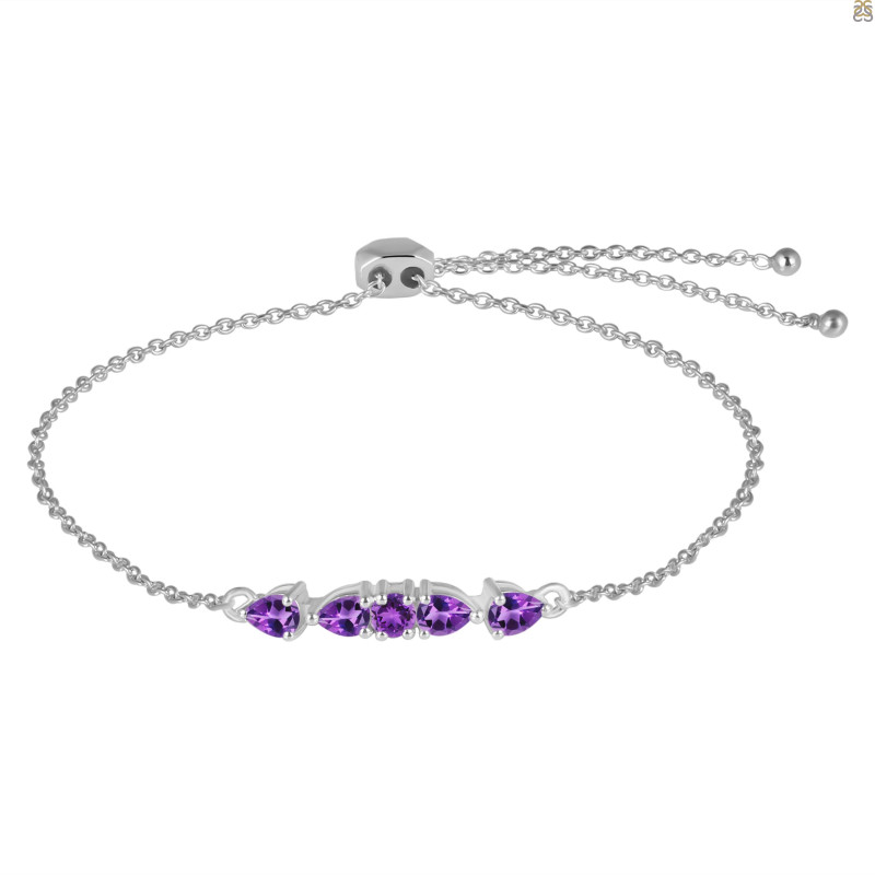 Amethyst Bracelet With Adjustable Camera Lock AMT-RDB-150.