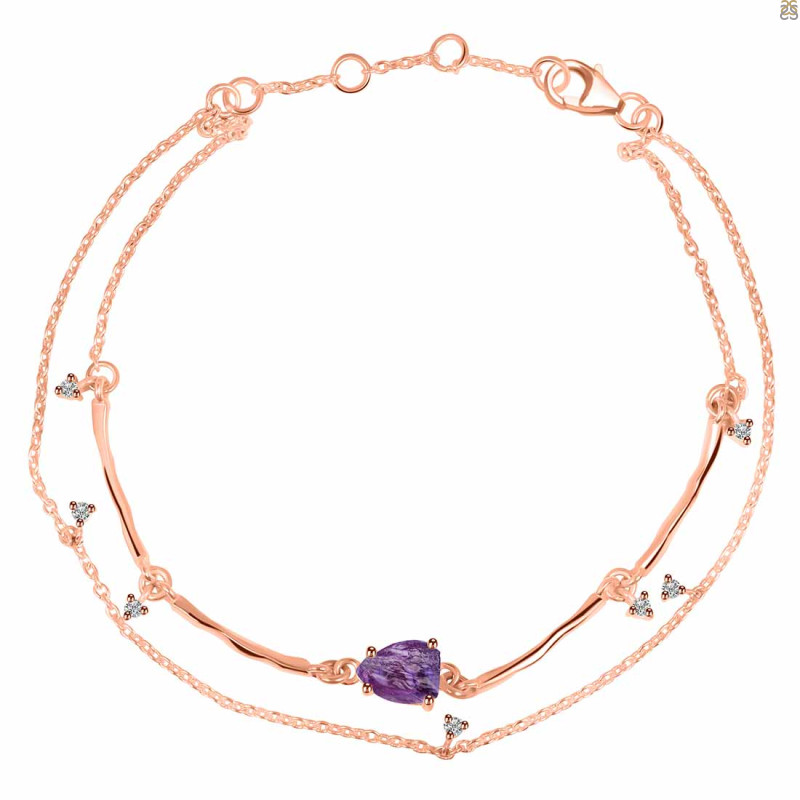 Amethyst  Raw Crystal & White Topaz Bracelet AMT-RDB-168.