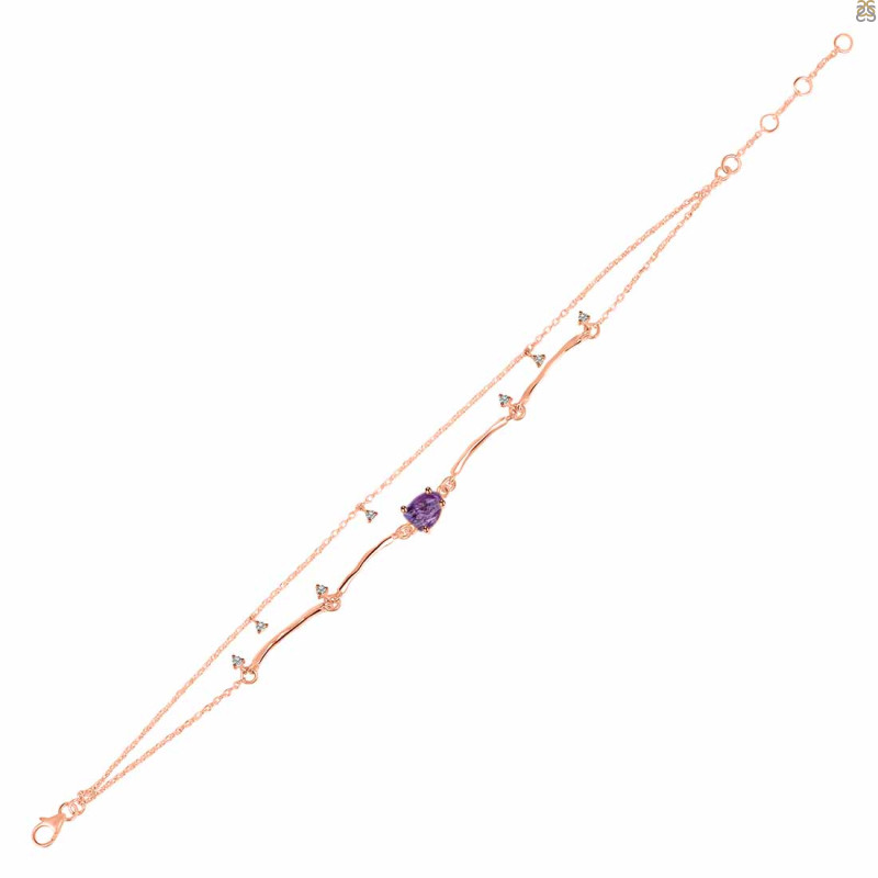 Amethyst  Raw Crystal & White Topaz Bracelet AMT-RDB-168.