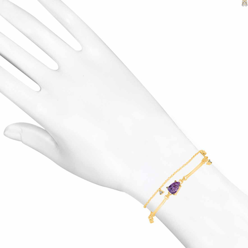 Amethyst  Raw Crystal & White Topaz Bracelet AMT-RDB-168.