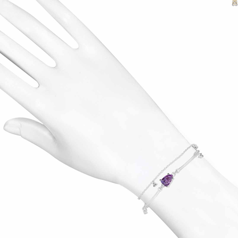 Amethyst  Raw Crystal & White Topaz Bracelet AMT-RDB-168.